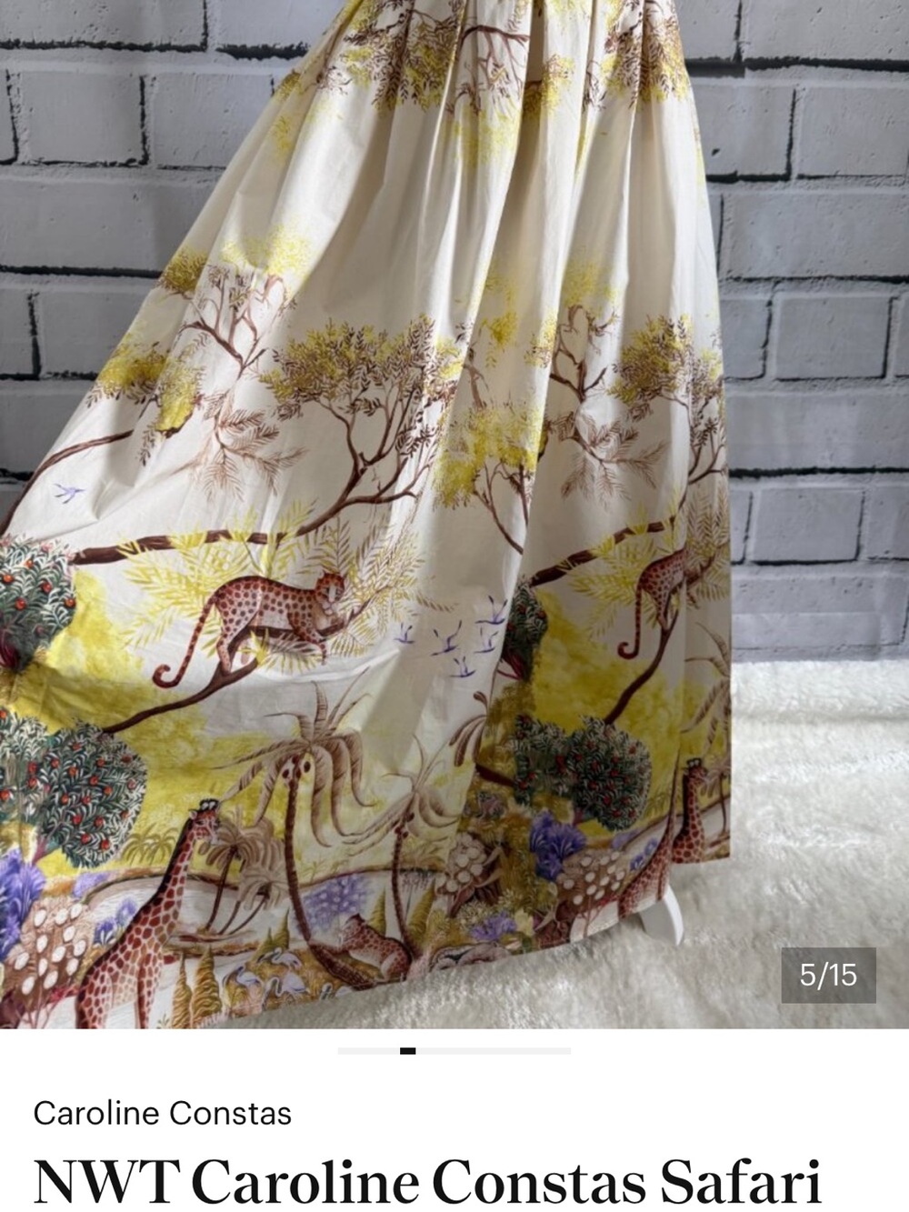Caroline Constas safari yellow lime purple empire cotton Tuckernuck dress M - Picture 3 of 7